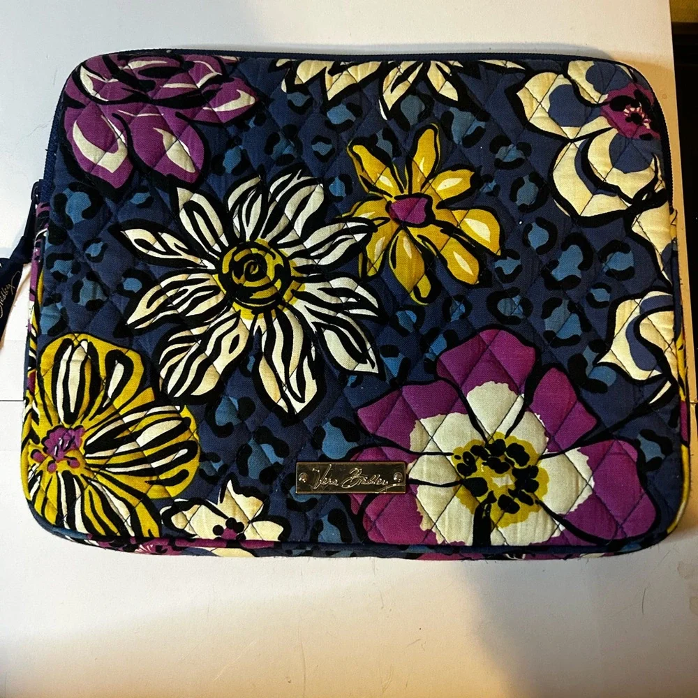 Vera Bradley Fuchsia, Blue and Yellow Floral Print Laptop Sleeve